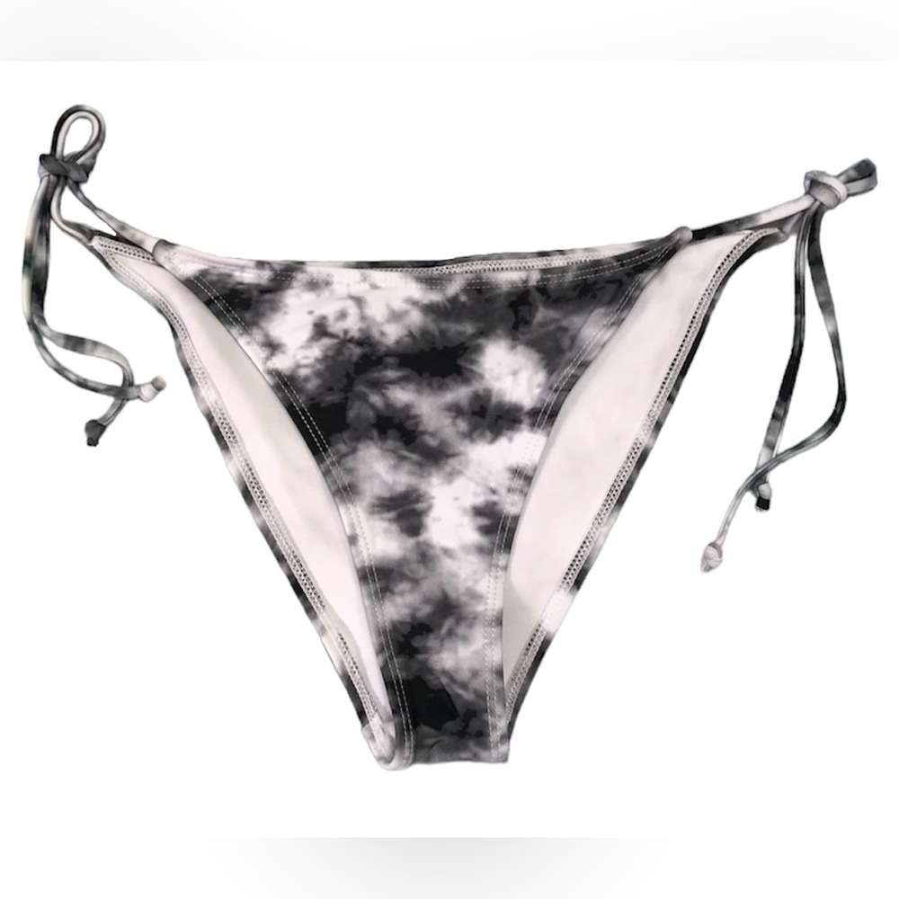 NWOT Sunsations Black White Watercolor Tie Dye Cheeky Bikini Bottoms Size Large